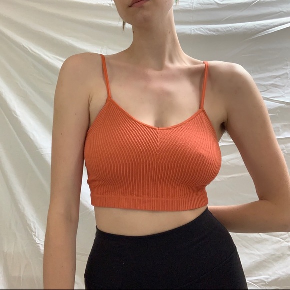Ribbed Orange Crop Top / Sports Bra - Picture 2 of 8